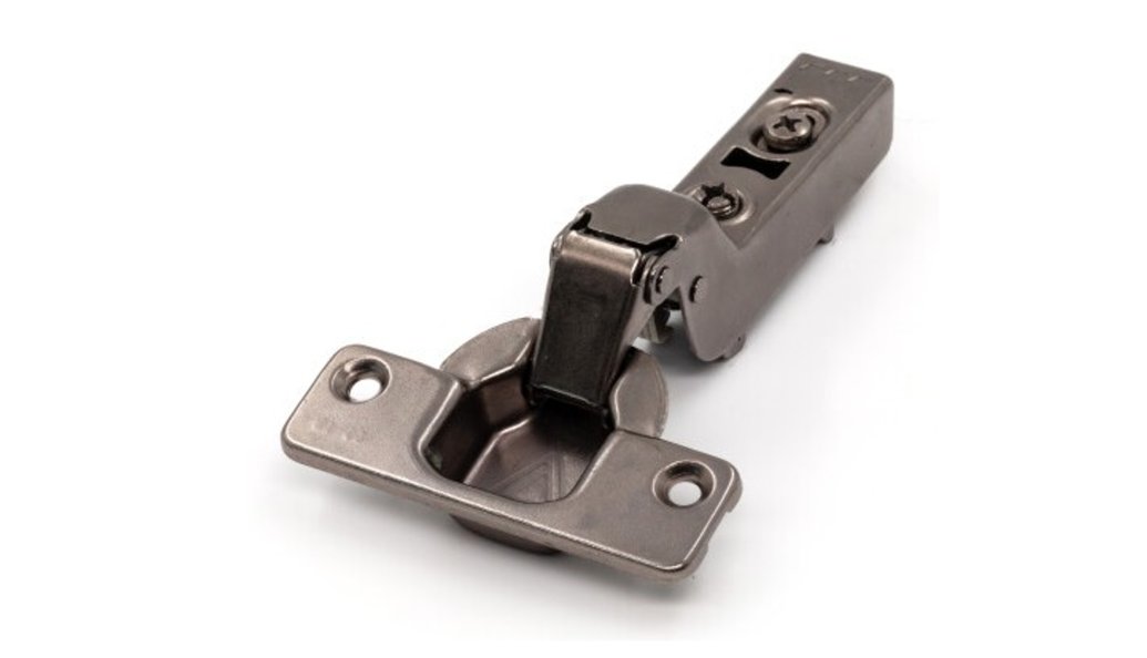 Петля с доводчиком вкладная, 105гр, рег.эксц., без планки, Clip On, титан, TALISMAN