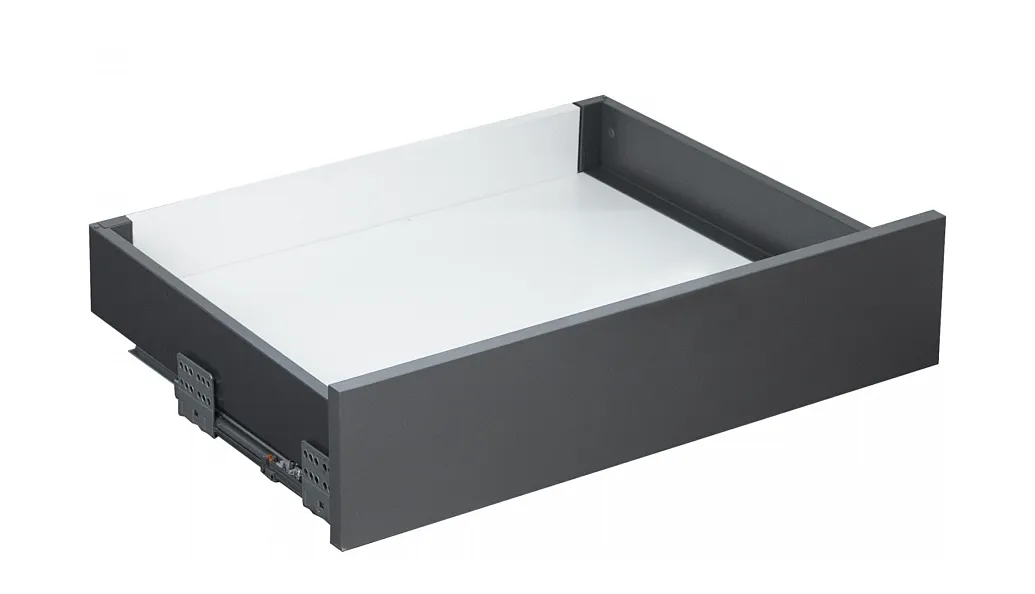 Комплект ящика 84х450 Push-Open, графит, под штангу полн. выдвиж., Slimbox Evolution AKS