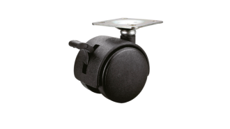  - Опора, колёсная, с площадкой, с тормозом, d=50 38х38х1,5мм 20кг, пластик чёрная, 400шт./кор, MF