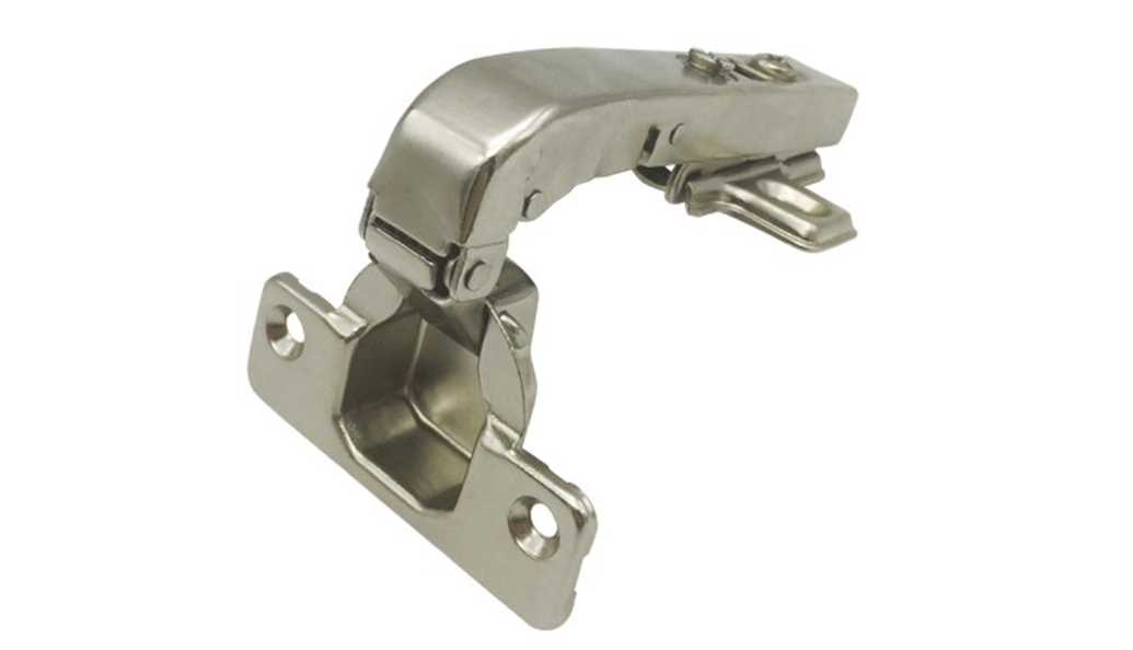 Петля с доводчиком угловая для фальшпанелей, 90гр, без рег.эксц., планка, шуруп, H=0, ClipOn, MF