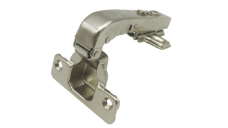  - Петля с доводчиком угловая для фальшпанелей, 90гр, без рег.эксц., планка, шуруп, H=0, ClipOn, MF