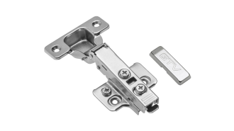  - Петля с доводчиком наклад, 103гр, рег.эксц., планка, 3D, шуруп, H=0, Clip On, никель, SOLID GTV