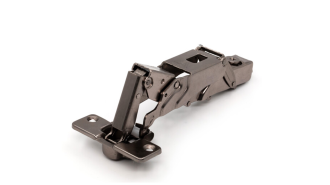  - Петля с доводчиком угловая, 155/165гр, рег.эксц., без планки, Clip On, титан, TALISMAN