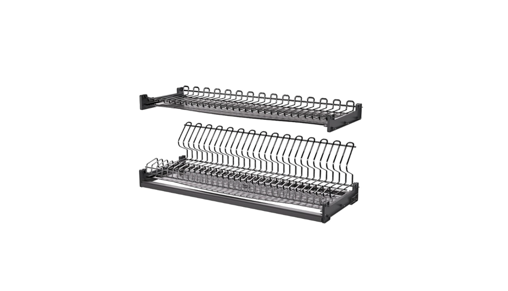 Посудосушитель для верх. базы 2-уровн с рамкой, V-образный 800мм нерж.сталь, графит 2 поддона MF