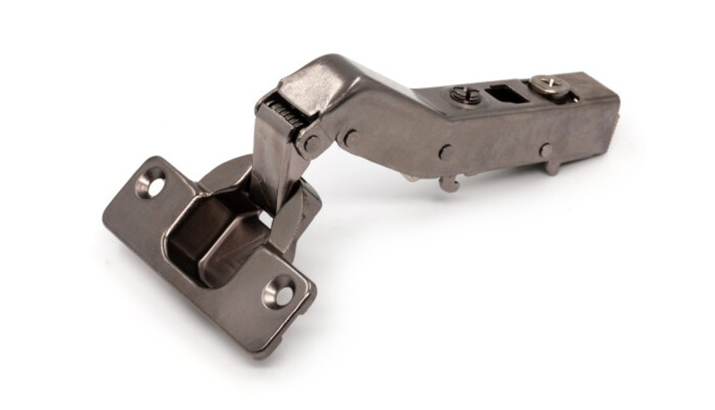 Петля с доводчиком угловая, 45гр, рег.эксц., без планки, Clip On, титан, TALISMAN