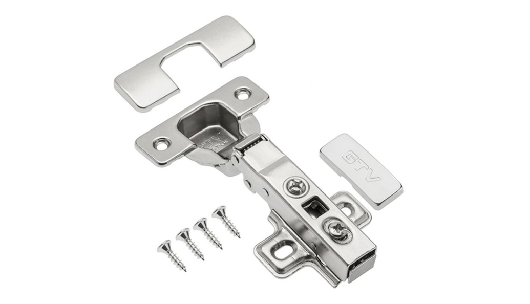 Петля с доводчиком накладная, 102гр, без рег.эксц., планка, шуруп, H=0, ClipOn, PRESTIGE GTV