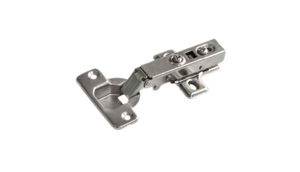 Петля с доводчиком накладная, 105гр, без рег.эксц., планка, шуруп, H=0, Clip On, никель, GELONY